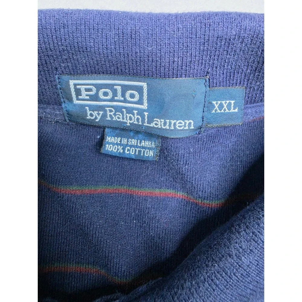 Polo Ralph Lauren Rugby Shirt Mens 2XL Blue Striped 100% Cotton Golf Performance